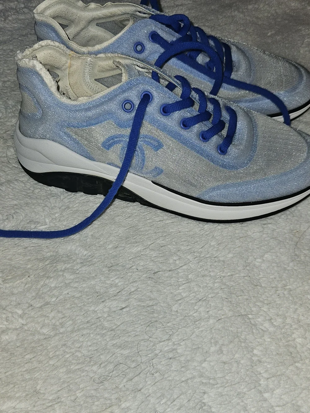 CHANEL Light Blue and Royal Blue Lace-Up Sneakers